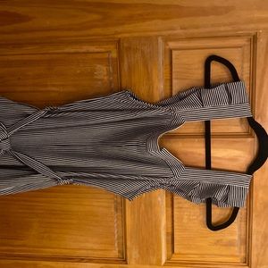 Striped Jumpsuit with Waist Tie & pockets